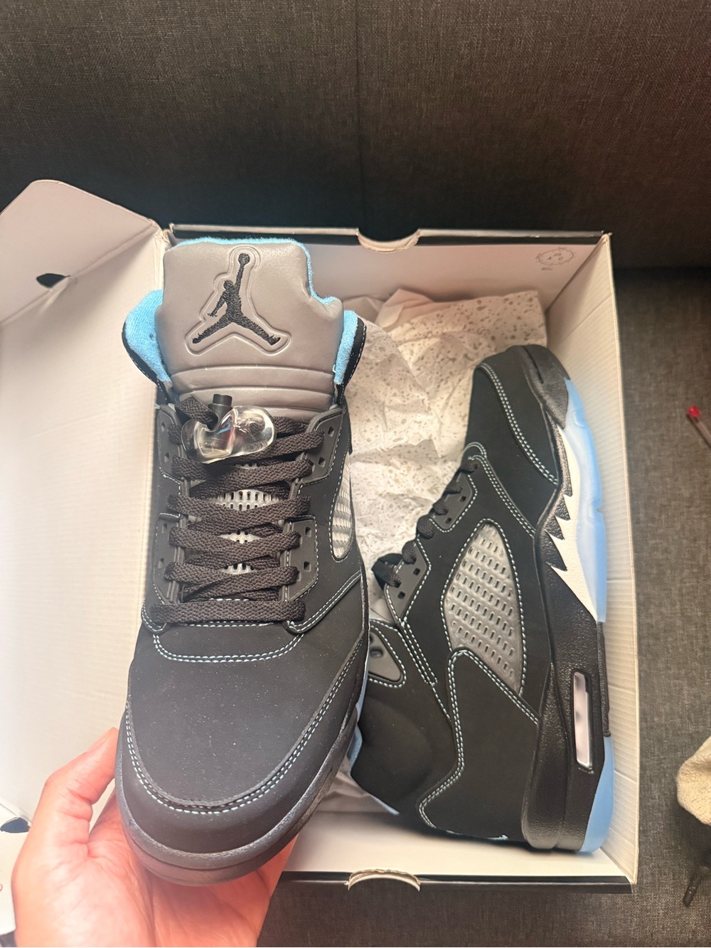 Jordan Men's Sneakers in Black and Light Blue